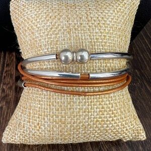 Lizzy James Double Strand Bronze Leather Wrap Around Bracelet B25